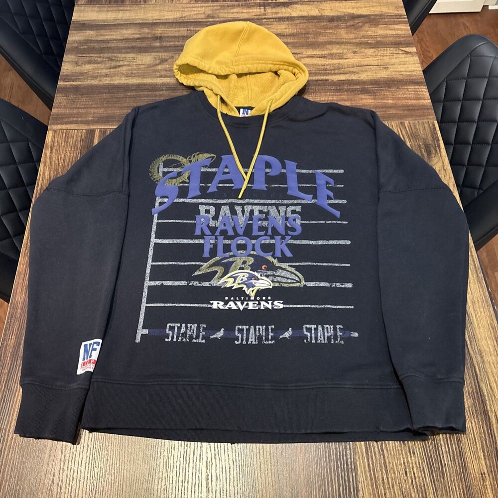 Mens NFL Baltimore Ravens X Staple Distressed Vintage Wash Hoodie Size Small